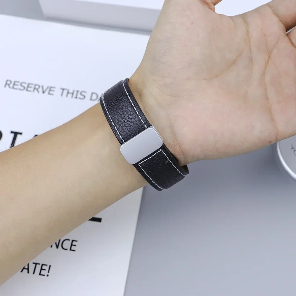 Premium No-Gaps Leather Band with Magnetic Buckle Strap