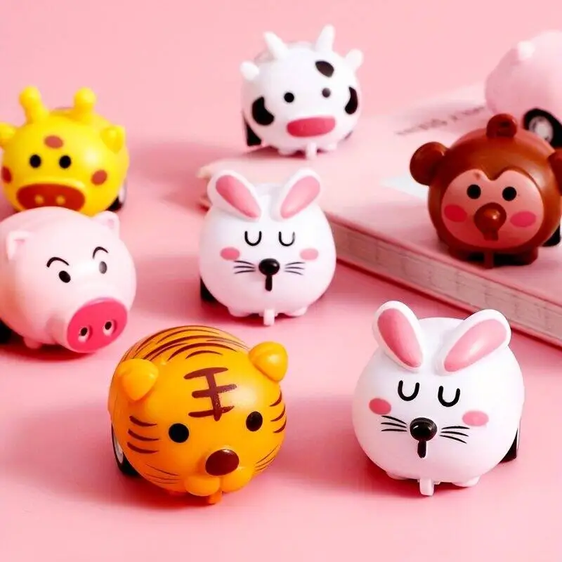 12Pcs Cute Cartoon Animal Pull-Back Inertia Car Kids Toy Kindergarten Activities Gifts For Children 2