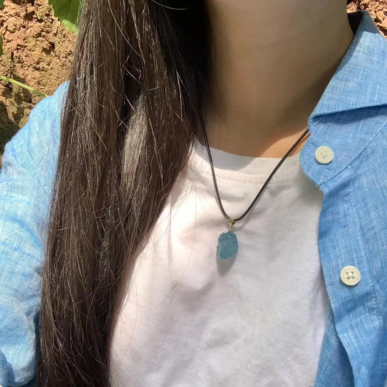 Natural Aquamarine Pendant Necklace Fine Jewelry Handmade Rough Stones BLUE Wholesale Healing Energy Gift Lucky Jewelry