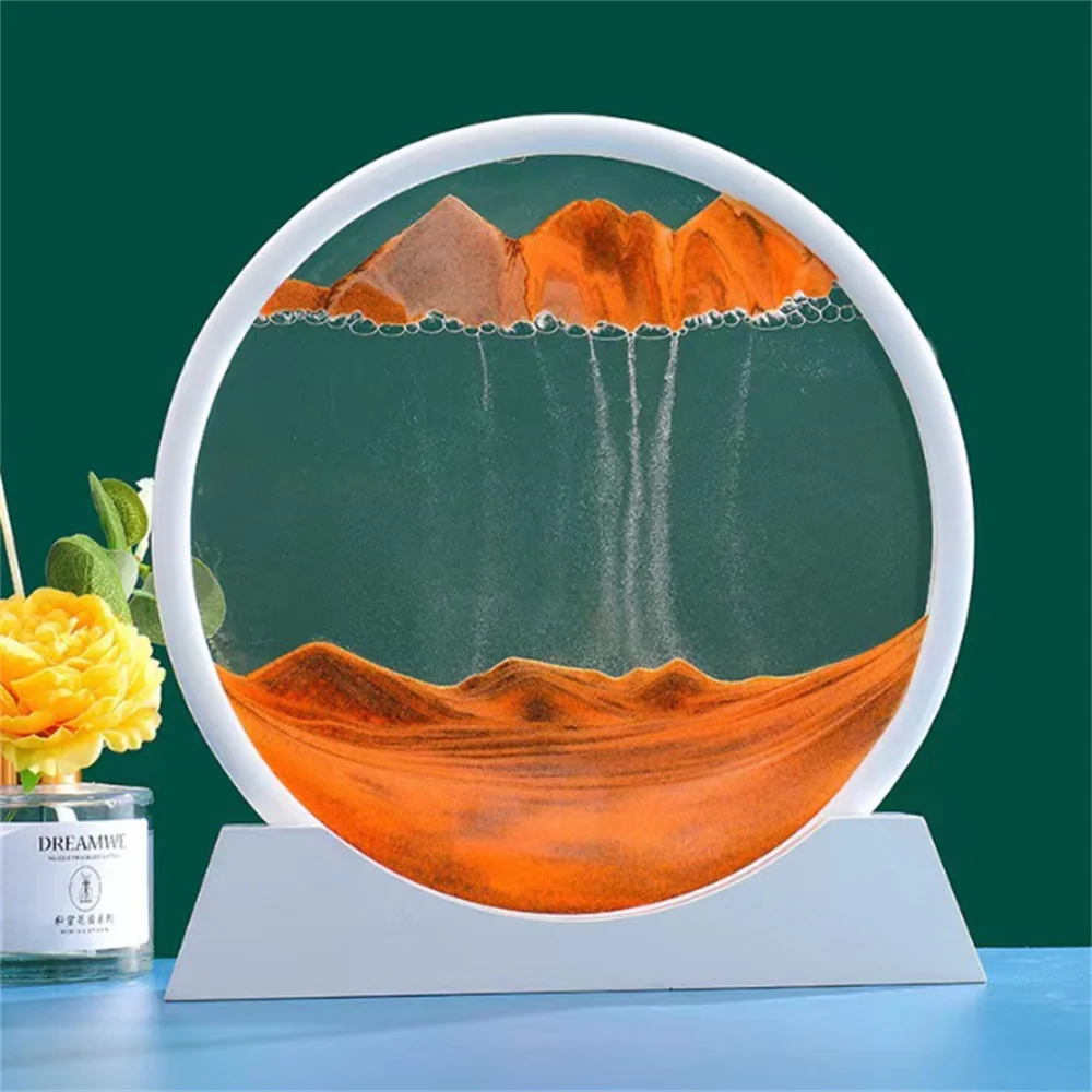 Areia movente arte 3d ampulheta circular vidro dinâmico líquido areia  movediça deserto 7/12 Polegada pintura desktop fluindo quadro decoração da  sua casa - AliExpress