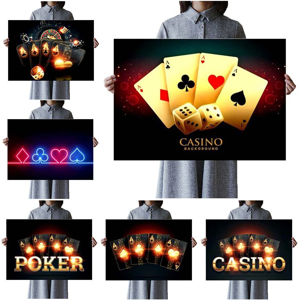 

Bar Playing Cards Posters Casino Poker Nordic Poster Wall Art Canvas Painting Wall Pictures For Living Room Decor Unframed