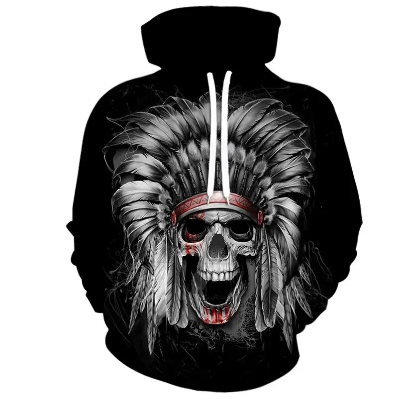 thumbnail image 1 of Nueva sudadera con capucha para hombre, estampado de calavera en 3D, jersey con estampado de tendencia urbana, manga larga, estilo hip hop, informal, holgada, para otoño, ropa para hombre, 1 of 5