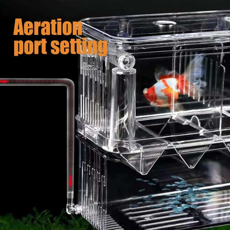 L99A-Fish Breeding Box Double-Layer Acrylic Breeding Tank Isolation Box Transparent Detachable Hatching For Guppy Shrimp