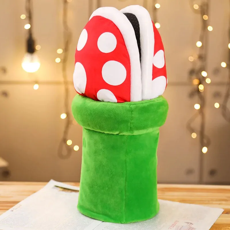 Games Piranha Plant Cotton Slippers With Flower Pot Men Women Funny Home Warm Cartoon Plush Soft Cotton Shoes Cute Gift