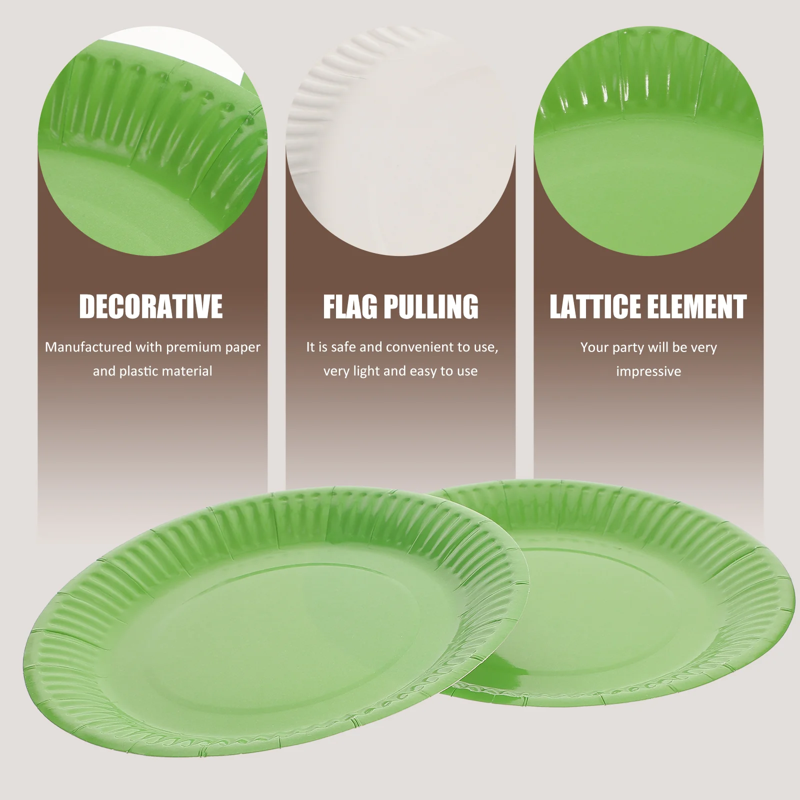 20 Pcs Cake Decor Green Paper Plates 7 Inch Tray Saucepans Child Party Tableware