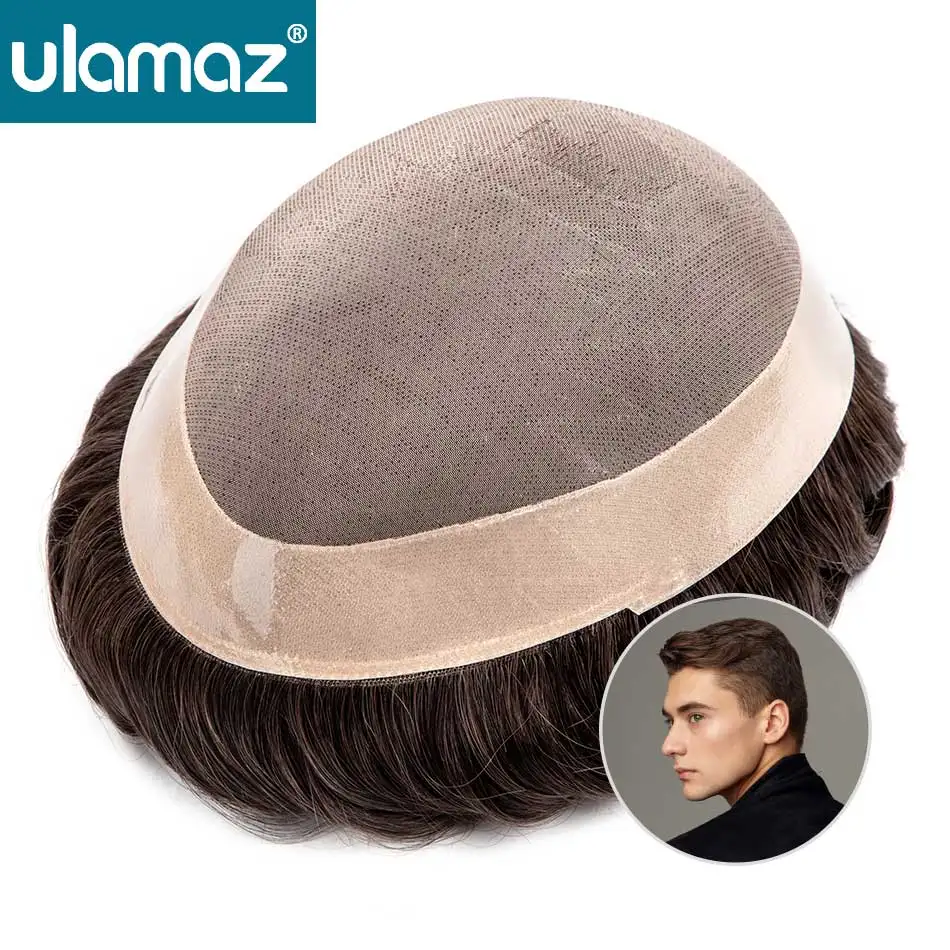 Fine Mono Wig Man Capillary Male Hair Prosthesis Durable Men's Wigs Human Hair Natural Toupee Wig For Man Hair System Wig Men
