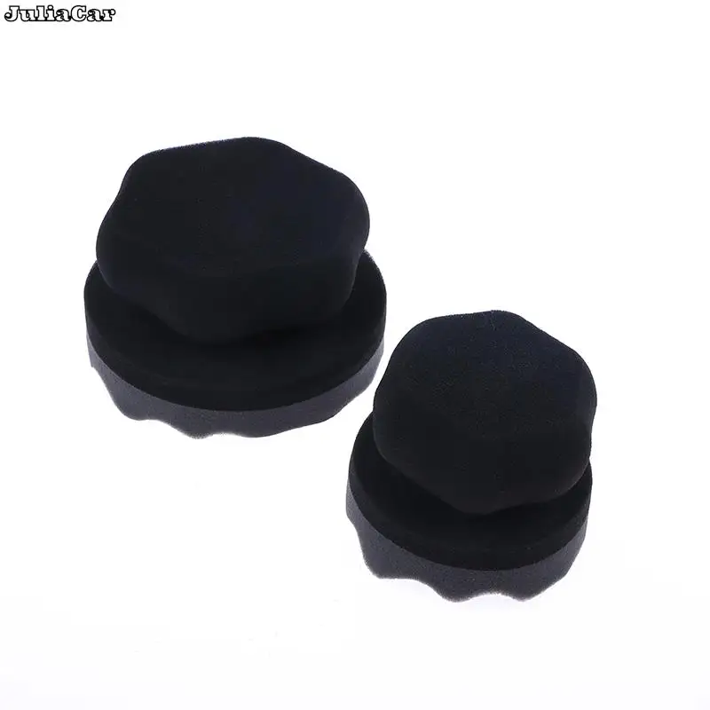 Car Cleaning Accessories Car Cleaning Sponge Round Washable Car Foam Sponge Reusable Tire Cleaner For Auto Washing Detailing Brush Tire Shine Hex Grip Dressing Applicator