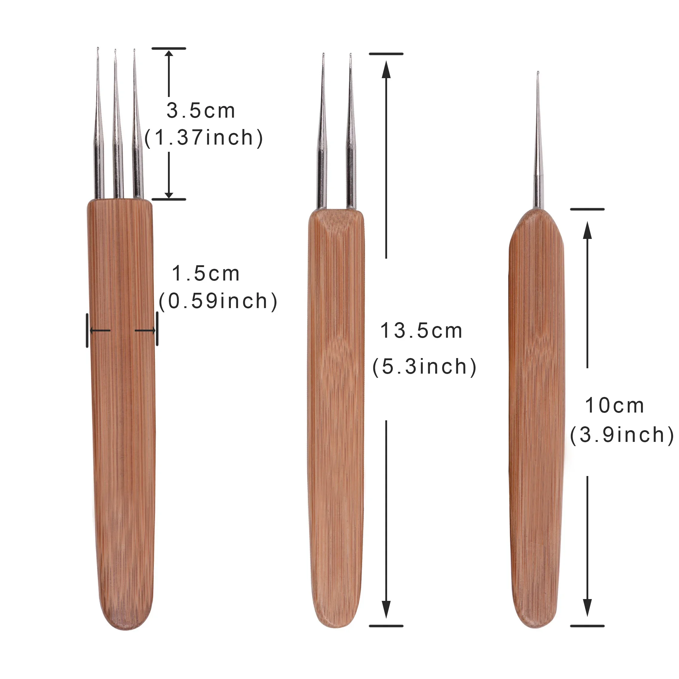 0.5mm 0.75mm 드레드락 훅 니들 1/2/3 훅 대나무 크로셰 바늘 헤어 드레드락 액세서리 가발 제작 도구