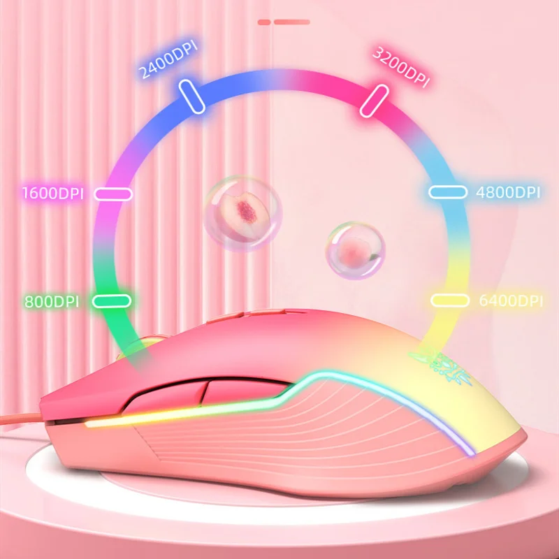 Usb Prendeu o Rato do Jogo Rosa Roxo Ergonômico 6400 Dpi Ótico Rgb Luminoso para o Computador Portátil Desktop - Imagem 6