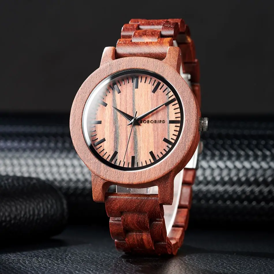 

BOBO BIRD Red Sandalwood Men's Watch Relogio Masculino Japanese Quartz Movement With Wooden Box Welcome Wholesale Dropshipping