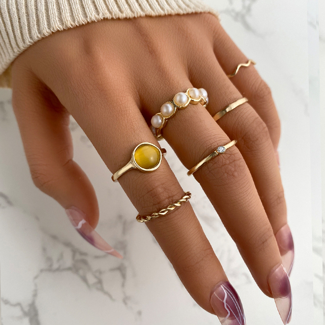 Vintage Gold Silver Color Geometric Rectangle Round Rings Set for Women Men Fashion Snake Sun Leaves Rings Jewelry Gift