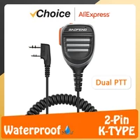 Baofeng UV-5R PTT Waterproof UV-17 Walkie Talkie Speaker Radio Microphone Keenwood 2-Pin Type Handheld Mic For  UV-82 UV16 888S 1