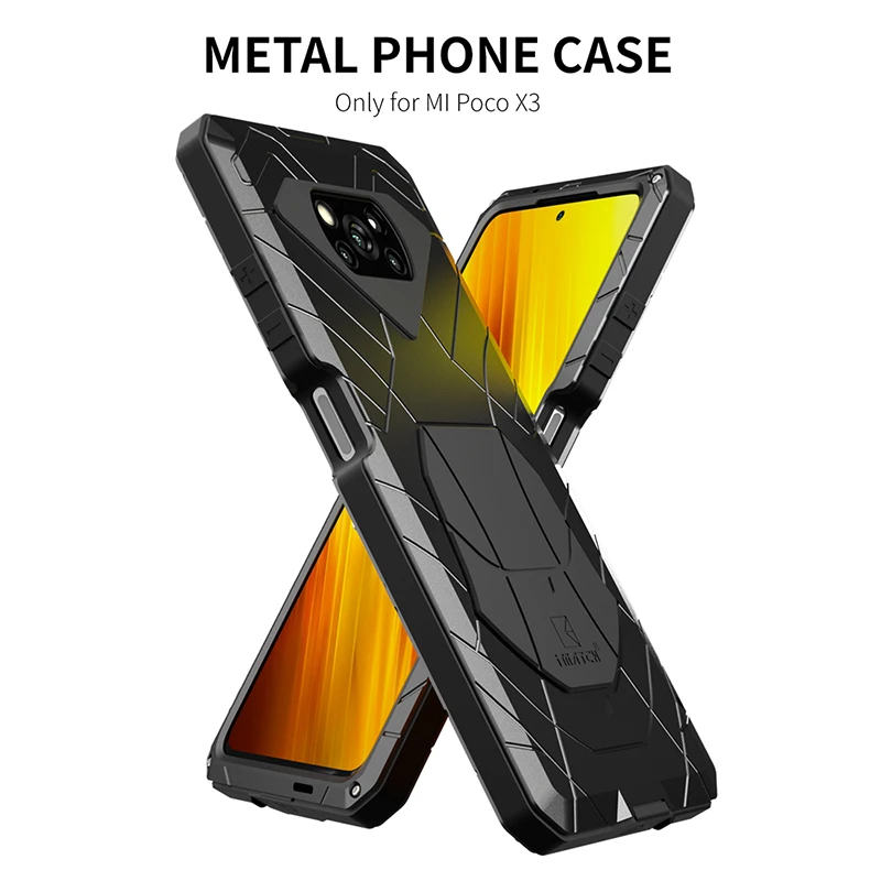 Imatch Case For Xiaomi 11 Poco X3 Nfc Heavy Duty Protection Armor Shockproof Hard Aluminum Metal Mobile Phone Cases Note 10 Pro