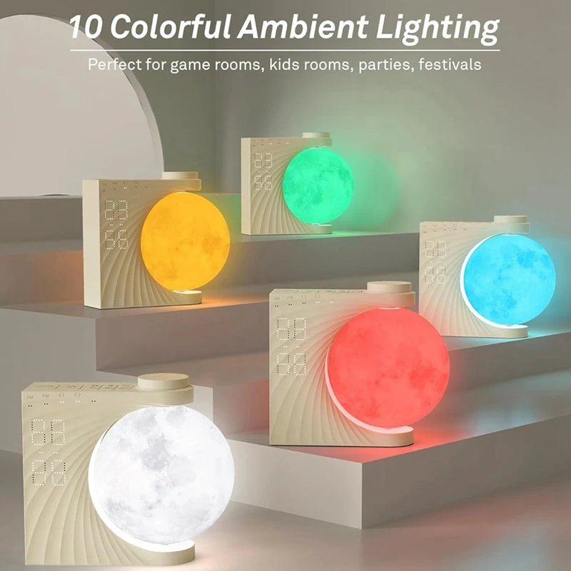 Sunrise Alarm Clock For Bedrooms, Moon Night Light Clock Wake Up Light For Kids Teens,White Noise Sound Machine 3