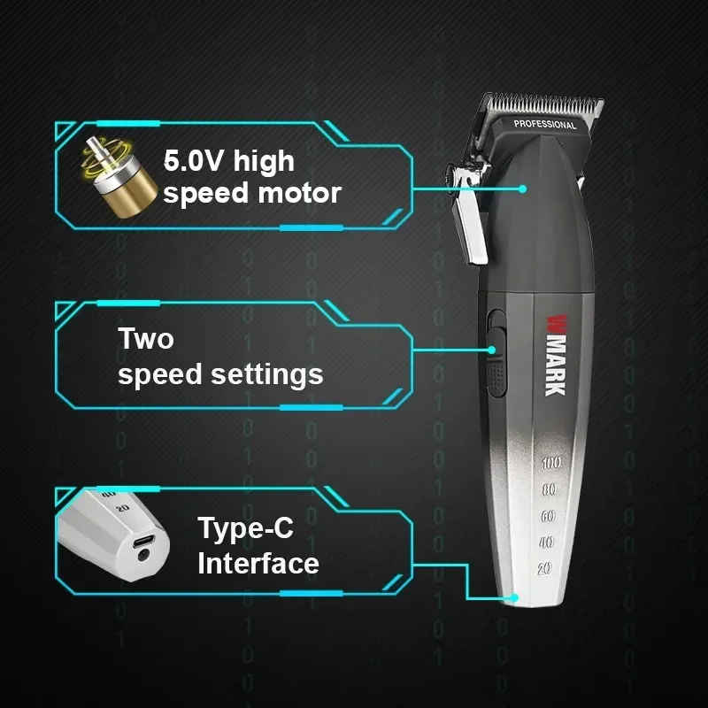 Description Picture 4 of itemNG-2038 WMARK Men's Professional Barber Shop Hair Salon Hair Clipper LCD Display Electric Trimmer 9000RPM High Speed with Apron