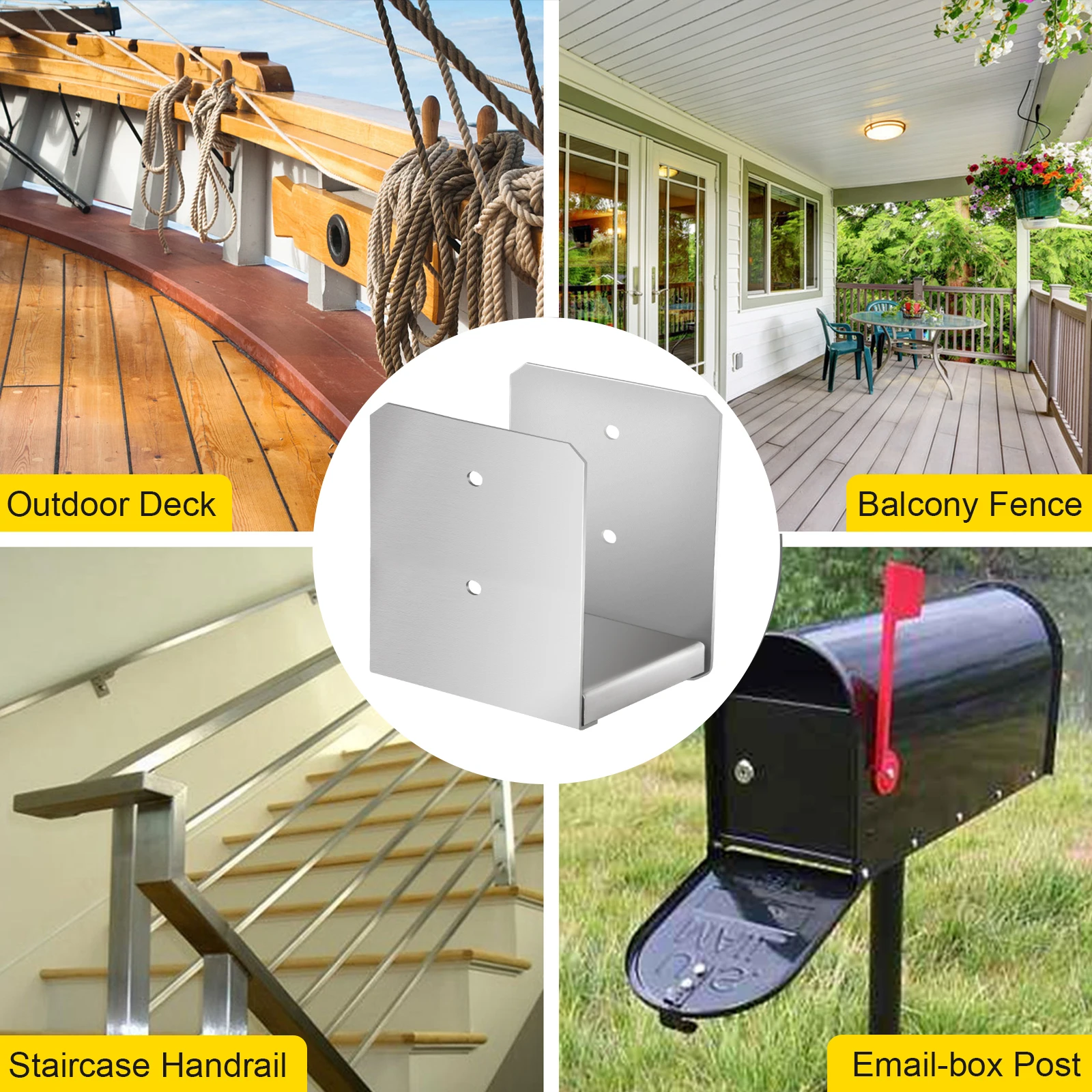 VEVOR Standoff Post Base For 6x6" 8x8" Post W/ Bolt Adjustable Stainless Steel Deck Porch Support Wood Fence Anchor Bracket