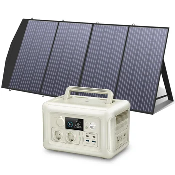 ALLPOWERS Solar Panel kit 100W 140W 200W Portable Solar Charger with Portable Power Station 600W LiFePO4 Battery Generator UPS 1