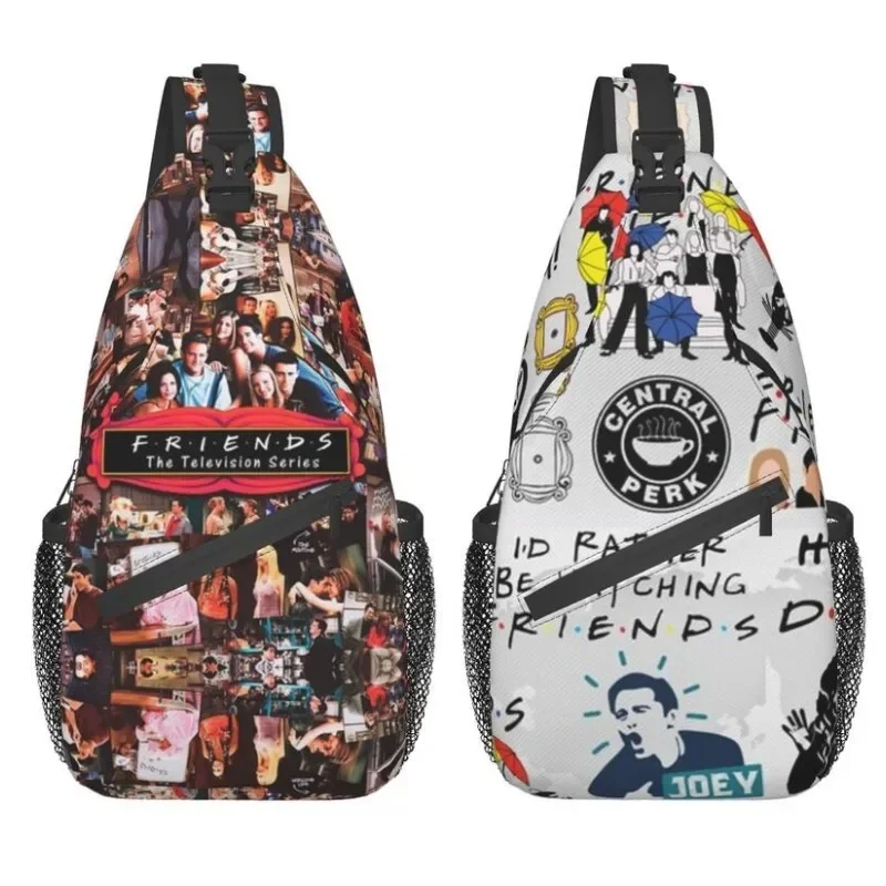 

Retro Vintage Friends Collage Sling Crossbody Backpack Men Custom Classic TV Show Chest Shoulder Bag for Traveling Daypack