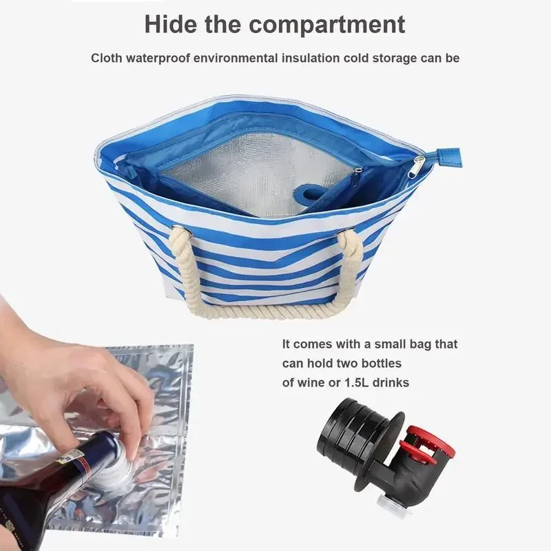 Wine Dispenser Tote Bag with Hidden Insulated Compartment