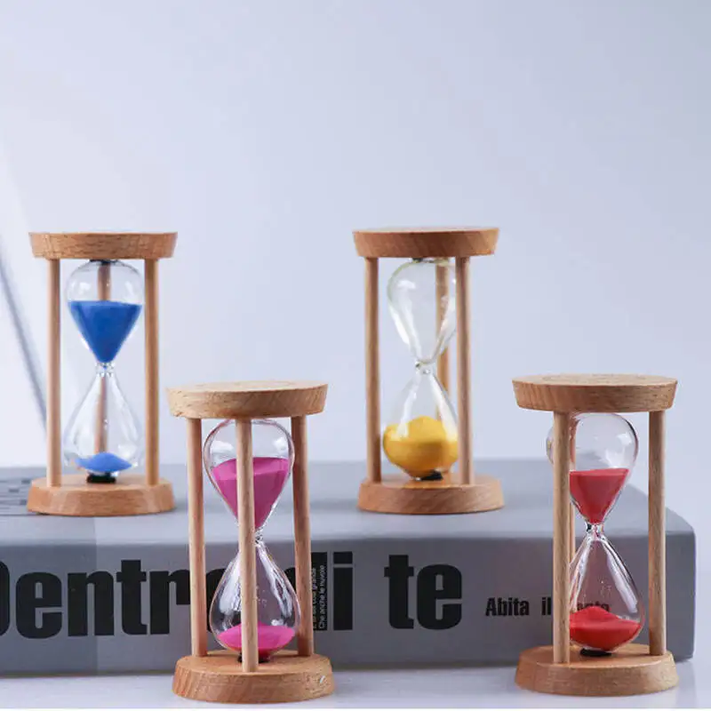 1/3/5 Minutes New Wooden Hourglass Mini Desktop Decoration Sand Clock Creative Timers Sandglass Hourglass Kitchen for Kids Gift