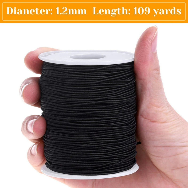 Elastic String for Bracelets Making - Cuttte 2 Rolls 1.2MM Black