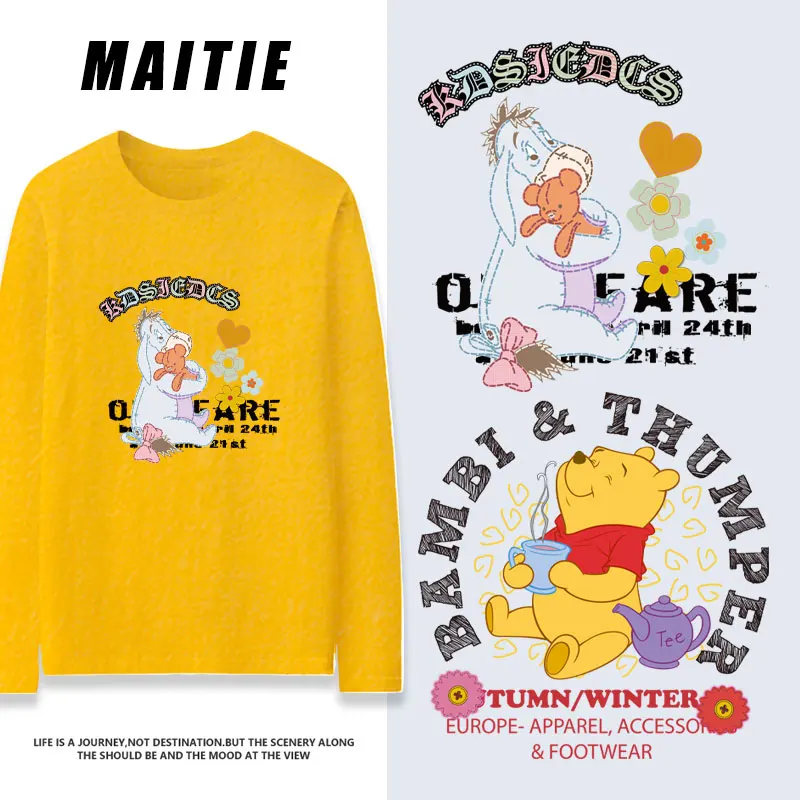 

Disney co branded long sleeved t-shirt for women in autumn 2023, new Korean loose fitting Winnie Tigger clothing trend