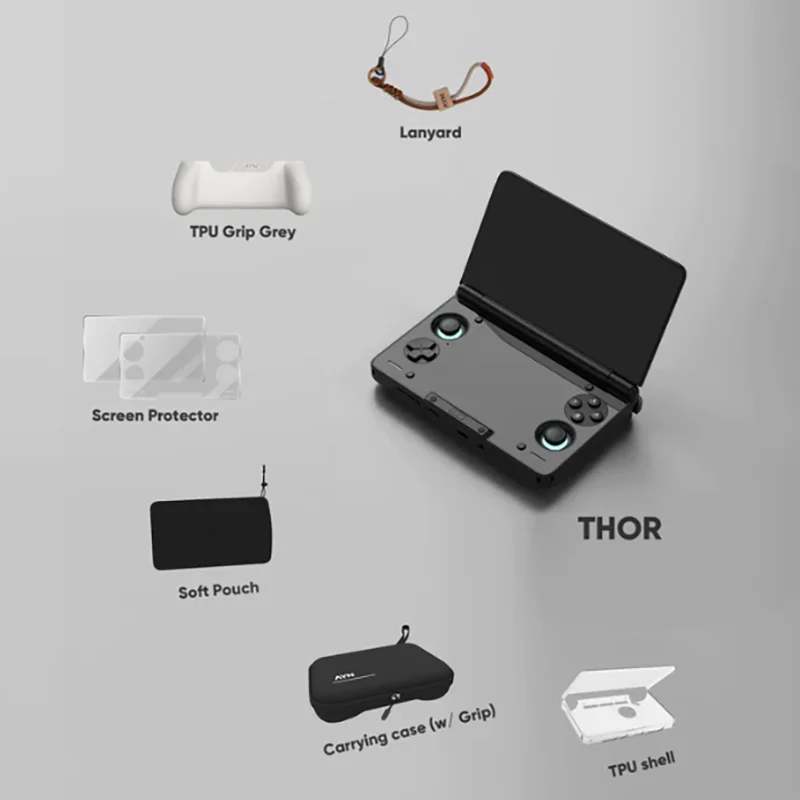 Custodia Protettiva AYN THOR con Cordino e Borsa Morbida per Dispositivo da Gioco Portatile a Doppio Schermo Flip-Up - Accessori Gaming - immagine 6