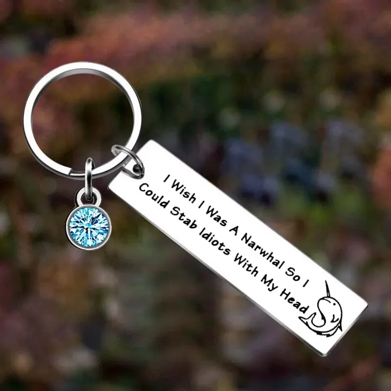 

Metal I Wish I Was a Narwhal Narwhal Gift Keychain Narwhal Lover Key Chain Pendant Jewelry Sea Ocean Themed Party Gift