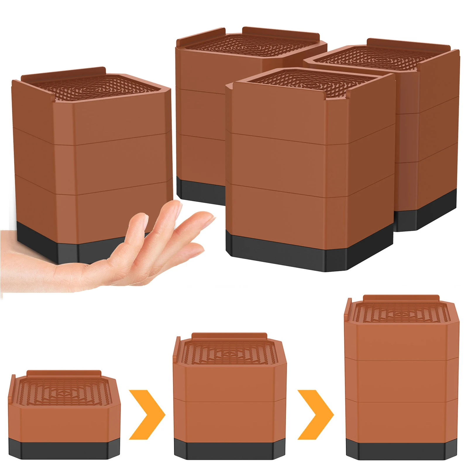 Adjustable Heavy Duty Plastic Furniture Risers for Bed Table Sofa