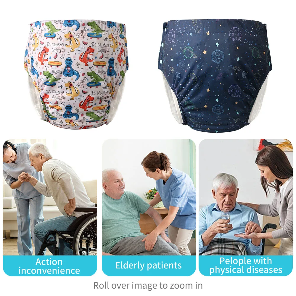Ice Silk Adult Cloth Disaper Waterproof Old Man's Diaper Pants Reusable Diapers Trouser Pocket Anti-leak Breathable Nappy Pads 4