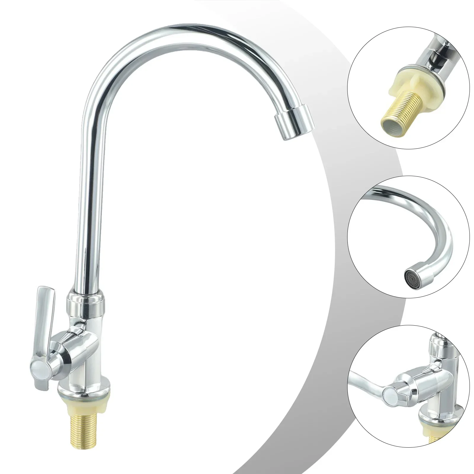 Brand New Faucet Taps Bathroom Bent Modern Plating Single Hole Single Lever Water-saving Cold Water Plastic Steel