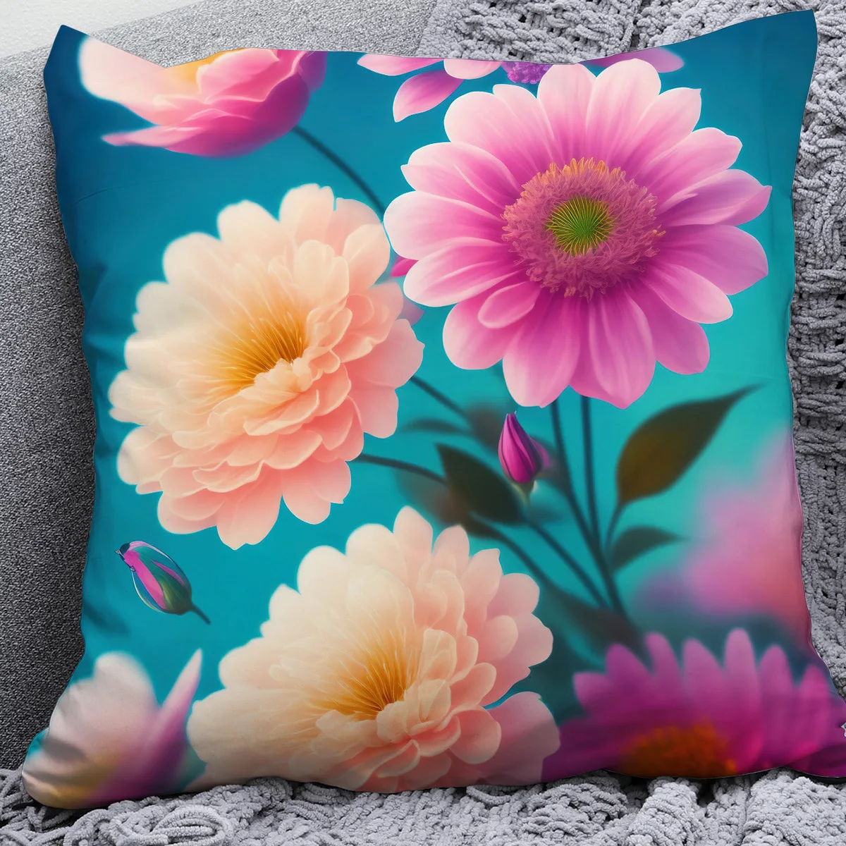 

Flower Throw Pillow Cover Pastoral Style Ins Home Sofa Throw Pillow Head Cushion Office Waist Throw Pillow Cover