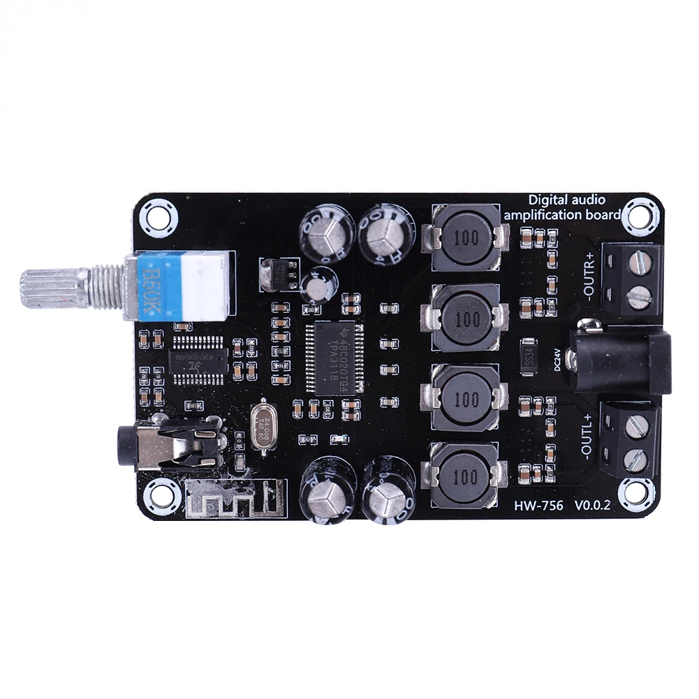 TPA3118D2 듀얼 채널 2x50W 고출력 조절 가능 오디오 앰프 보드 BT 5.0 디지털 파워 앰프 보드 DC 12-24V