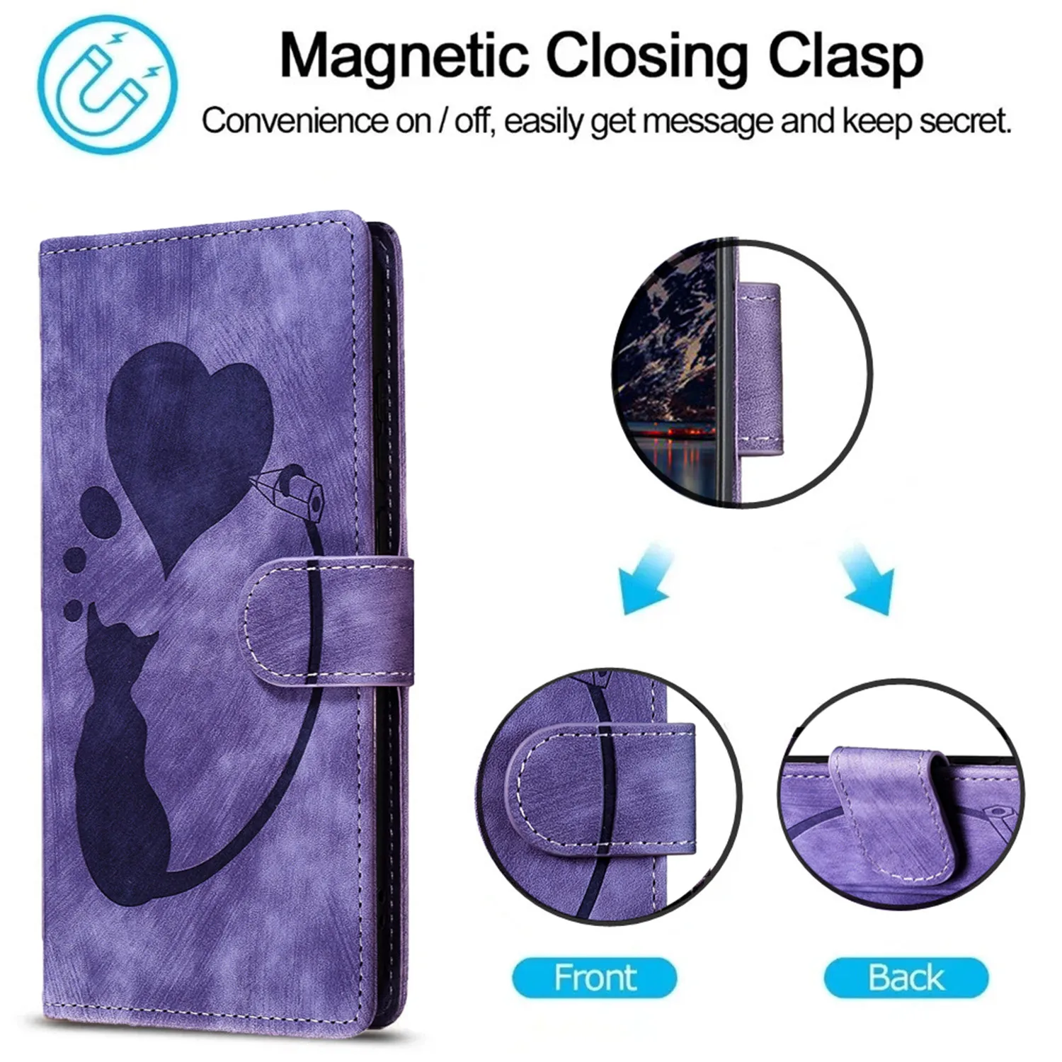 Premium PU Leather Flip Wallet Phone Case with Card Holder and Stand Feature, Book Style Cover