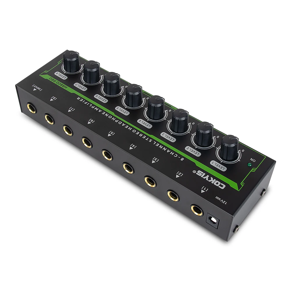 HA800 PRO 8 Channel Headset Amplifier Audio Stereo Audio Amplifier Power Adapter Music Mixer Recording EU/USplug headphone amplifier stereo amplifier