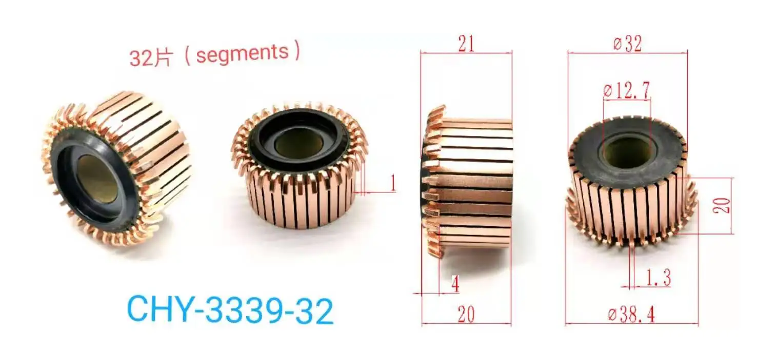 

5Pcs 12.7x32x20(21)x32P Copper Bars Electric Motor Commutator CHY-3339-32