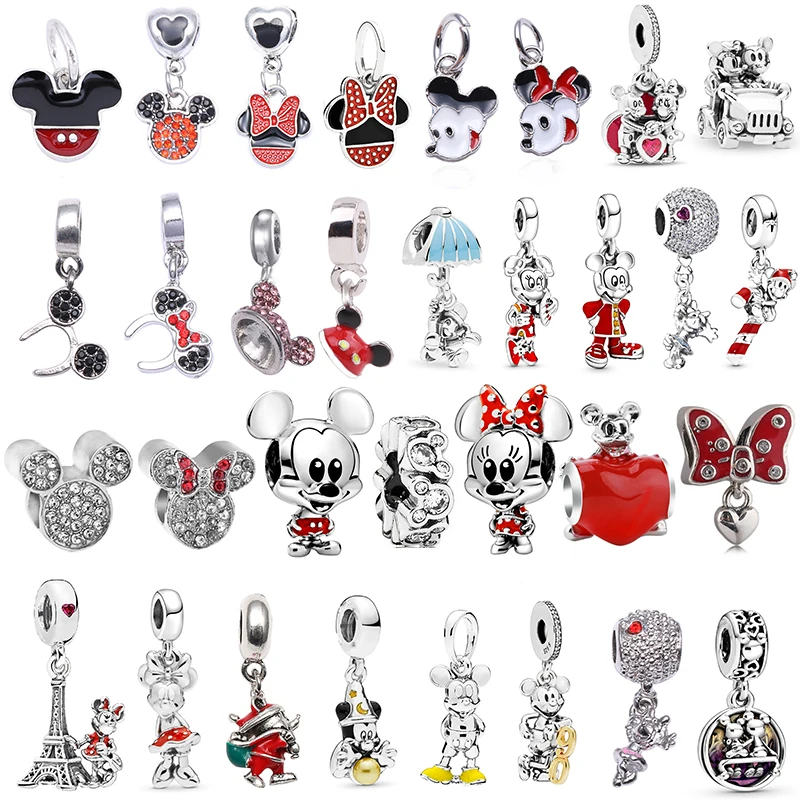 

Fine Disney Minnie Beads Enamel Mickey Mouse Pendant Charms for Bracelet Women Jewelry Accessories Fits Pandora Bangle Girls DIY