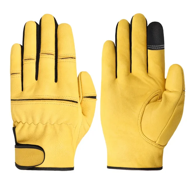 Labor Protection Gloves Leather Wear-resistant Sheepskin Hunting Protection Machine Repair Motorcycle Driver Safety Protection 2