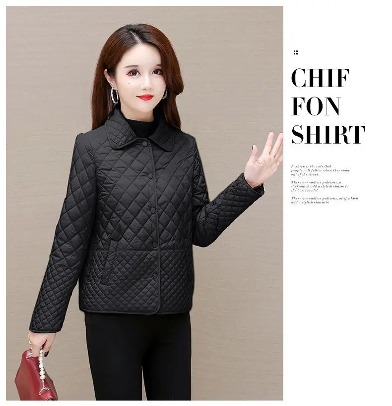 Autumn Winter Women Midi Plaid Quilted Coats Fashion Female Korean Clothing New Solid Casual Thicken Warm Long Sleeve Jackets