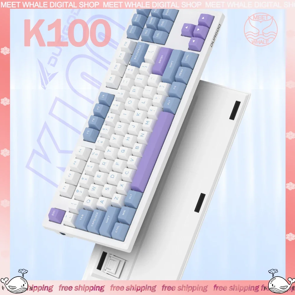 

DURGOD K100 Mechanical Keyboard 3 Mode 2.4G Bluetooth Wireless Keyboard Keycaps PBT Hot-Swap RGB Blacklit Gaming Keyboards Gifts