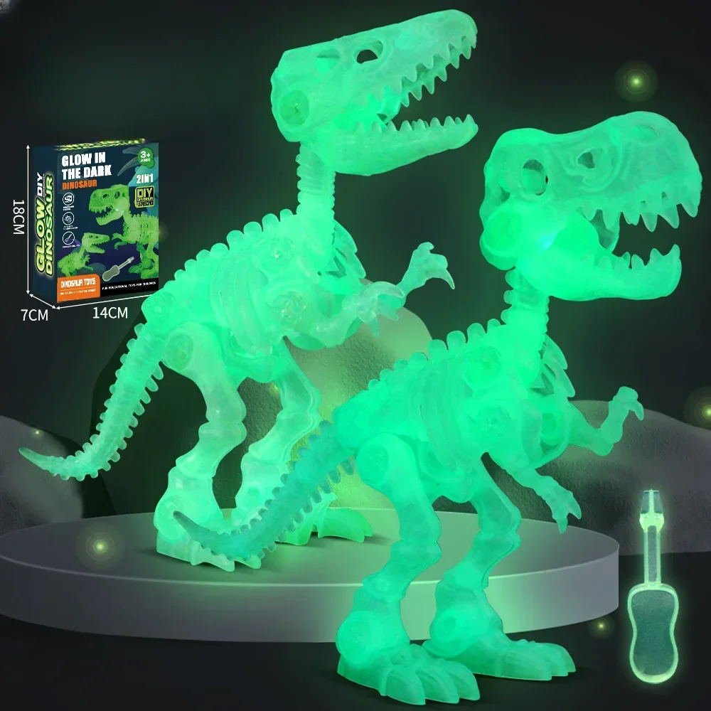 

2Pcs Luminous Dinosaur Skeleton Model Children's Handmade DIY Dinosaur Skeleton Assembly Set Educational Toys Birthday Gifts