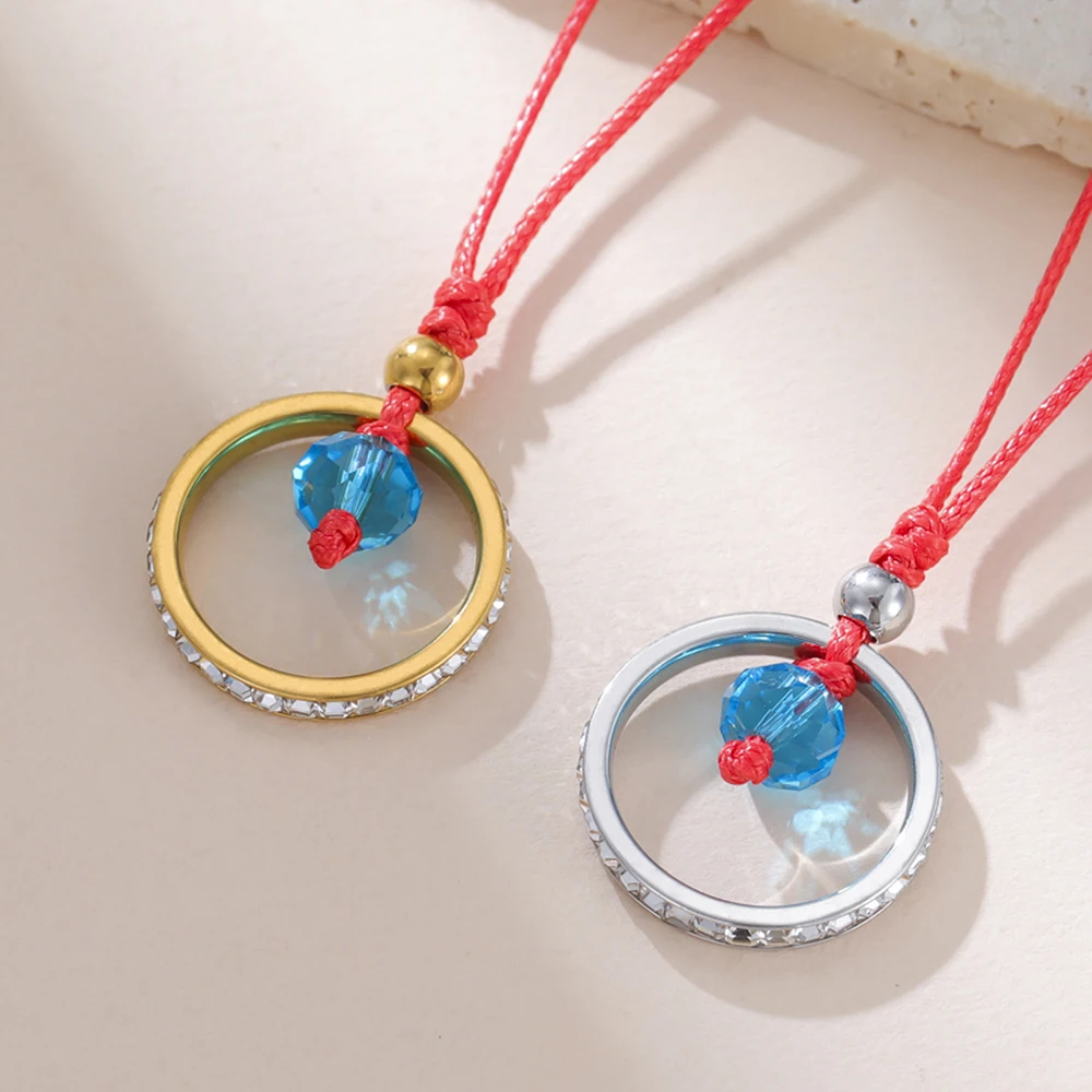Dawapara Minimalistische Geburtsstein-Kreis-Halskette, viel Glück, heilende Energie, Kristall-Charm, verstellbare Kette, Edelstahl-Schmuck – Detail 14