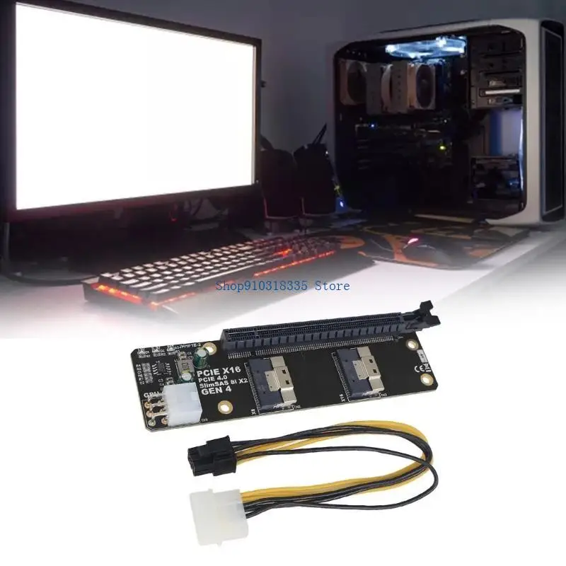 PCIE X16 슬롯-2 포트 네트워크 카드용 SlimSAS 8I 어댑터 보드 그래픽 비디오 카드 캡처 쉬운 설치