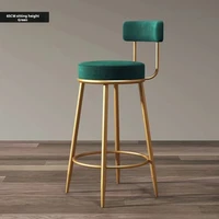 Nordic bar chairs Modern Iron art high stools kitchen backrest bar stools Cafe velvet chair counter Work stools Home furniture 5
