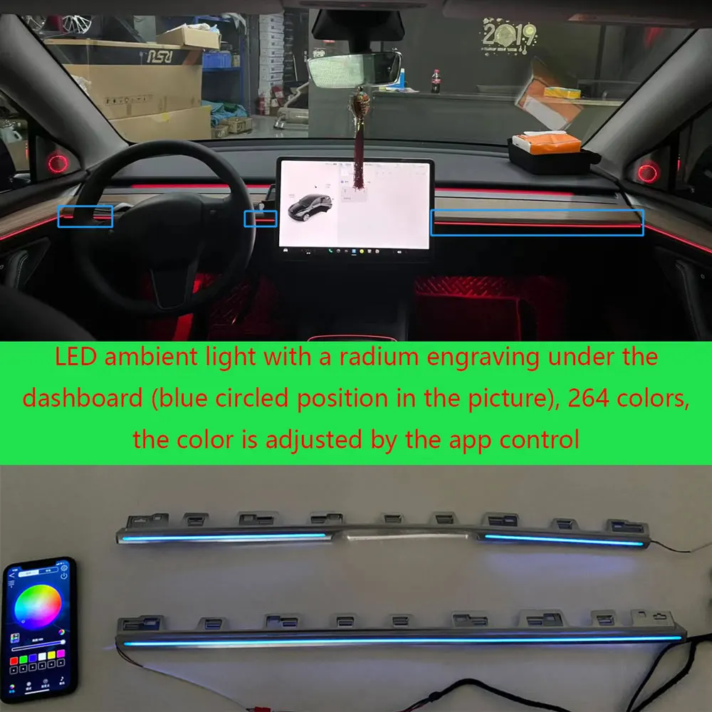 Радиальная гравировка Φ окружающей среды для Tesla модели 3/y 246-цвет Φ окружающей среды под центральной панелью управления