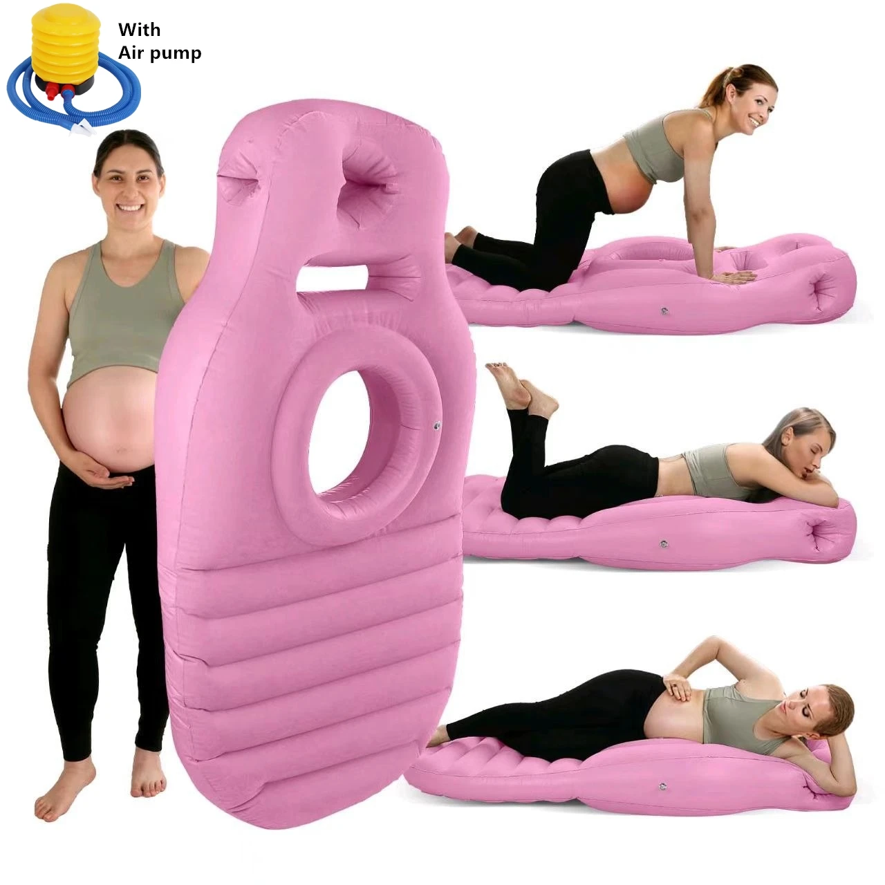 Multi functional Inflatable Pregnancy Pillow Yoga Mat For Pregnant Body Bed Pillow Sleeping Mat with Hole Portable With Air Pump