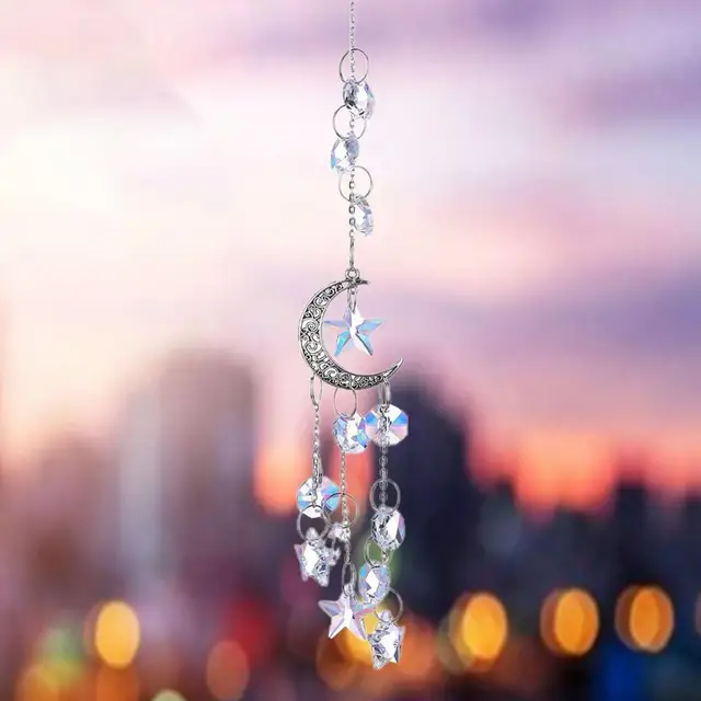 Gyönyörű, Fényes Függő Dekoráció Műszál Kristály Finom Csillag Alakja Napfényes Otthon - Image 4