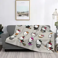 Official Hello Kitty Halloween Ghost Blankets Flannel Vintage Warm Throw Blankets for Bedspread Spring/Autumn 1
