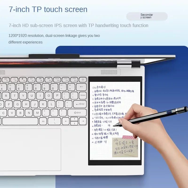 Laptop Dual Screen Intel Celeron N100 15.6''+7'' 32GB DDR4 2TB SSD Fingerprint Unlock HD Camera Backlit Keypad 3.4 GHz Notebook 3