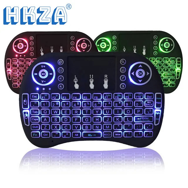 I8 Backlit Mini Wireless Keyboard English Russian French Spanish Portuguese 2.4G Air Mouse Remote Touchpad for Android TV Box PC 1